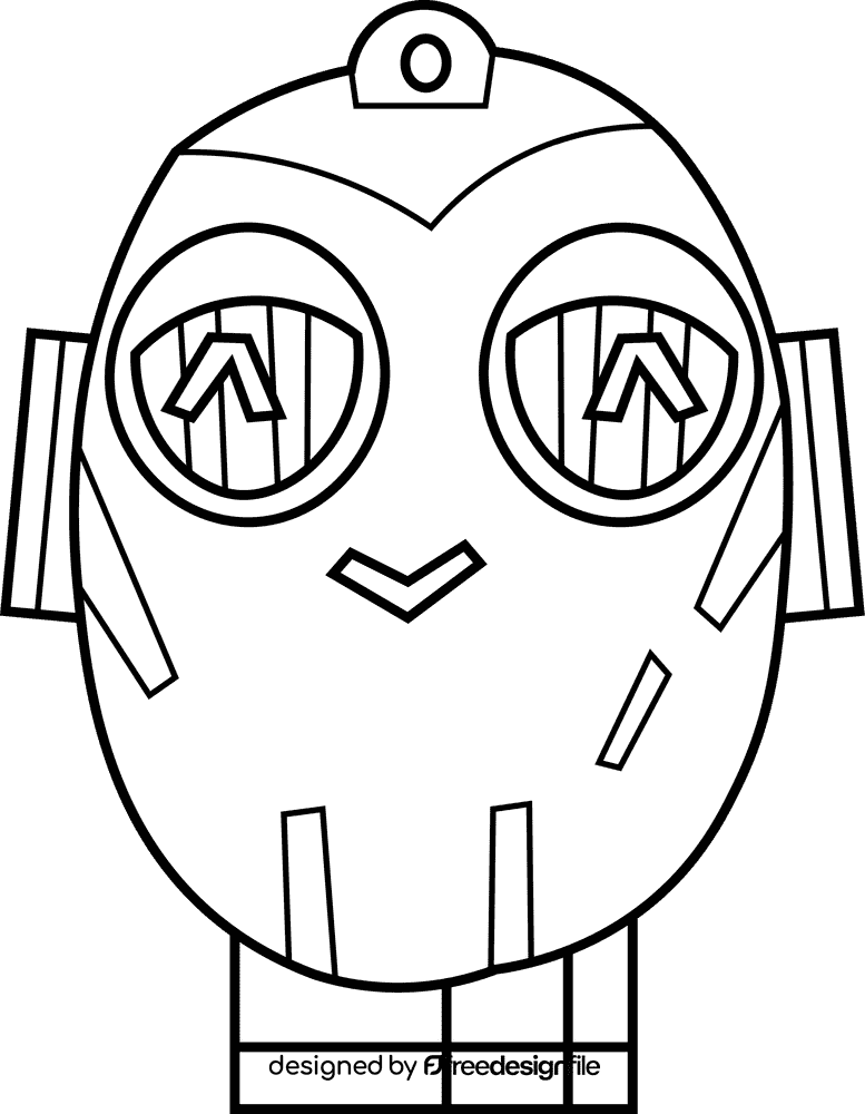 Starwars c3po black and white clipart