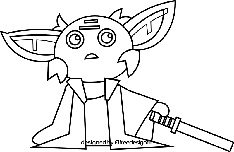 Starwars yoda black and white clipart