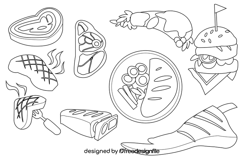 Steak black and white vector