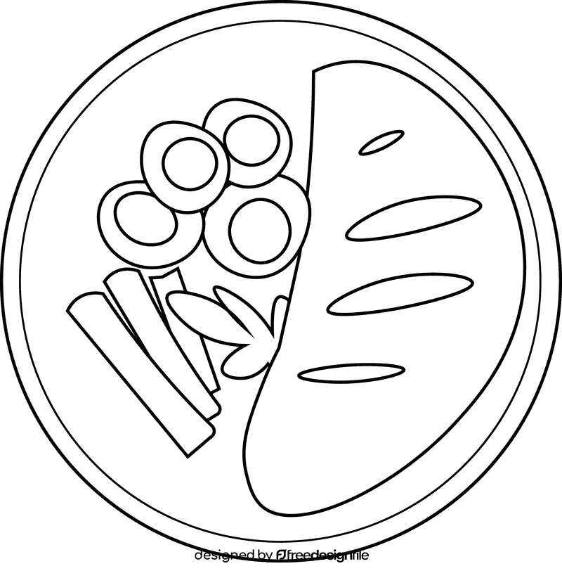 Steak dish black and white clipart