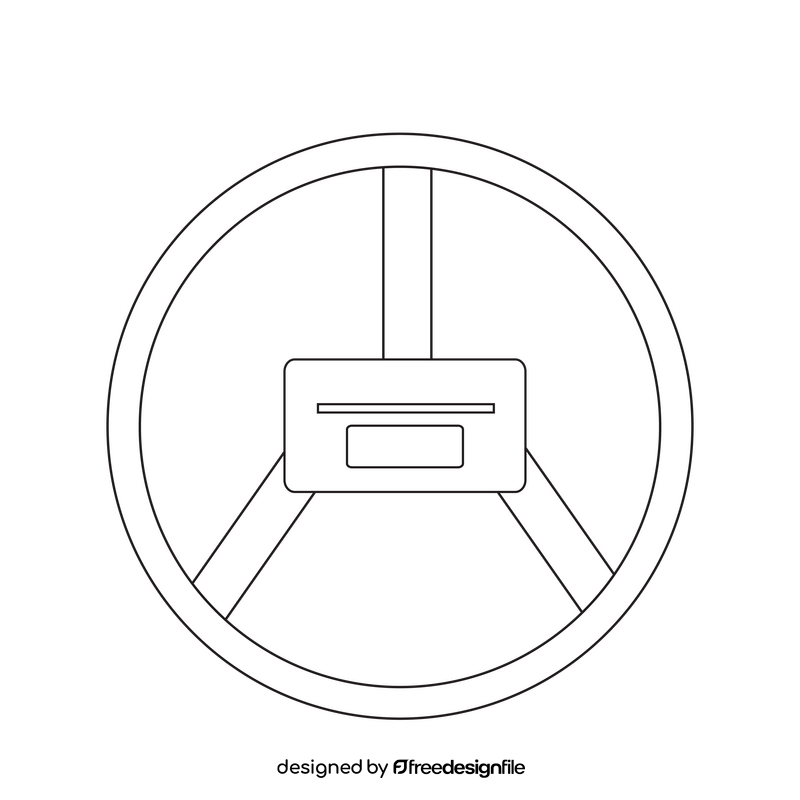 Truck steering wheel drawing black and white clipart