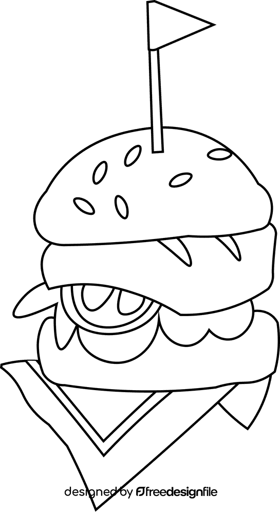 Steak hamburger black and white clipart