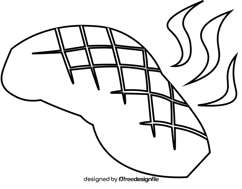 Steak medium rare black and white clipart