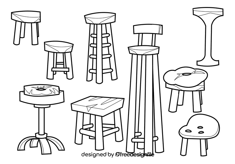 Stool black and white vector