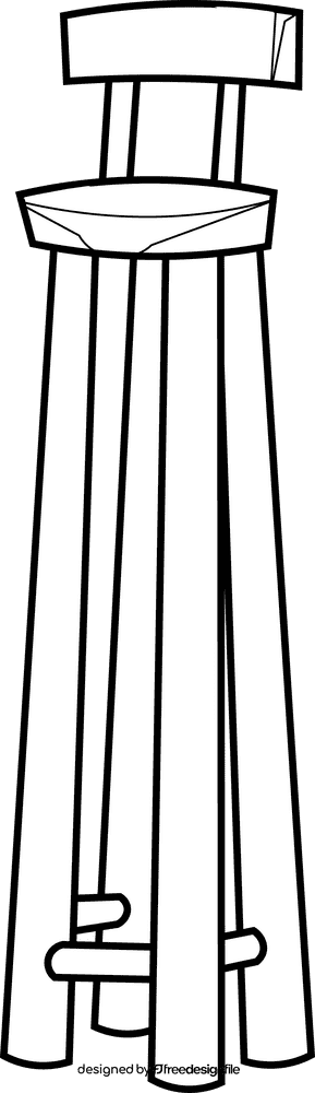 Stool high black and white clipart