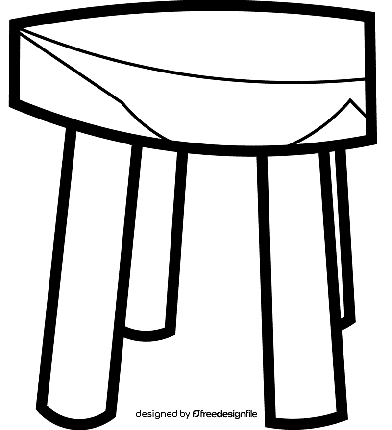 Stool small black and white clipart