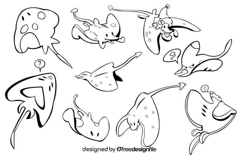 Stringray black and white vector