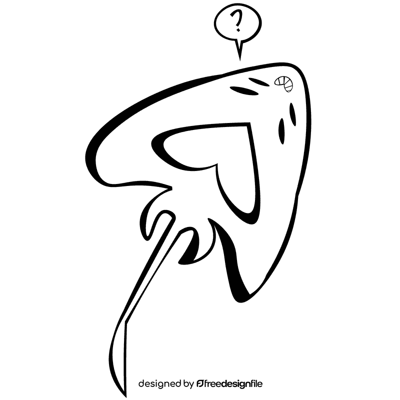Stringray bottom black and white clipart
