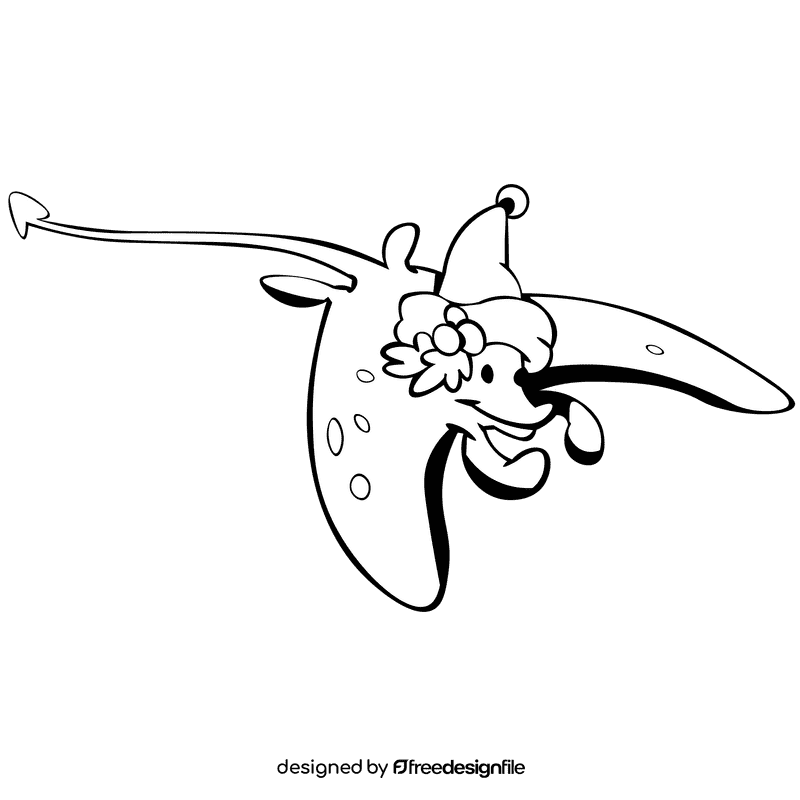 Stringray new year black and white clipart