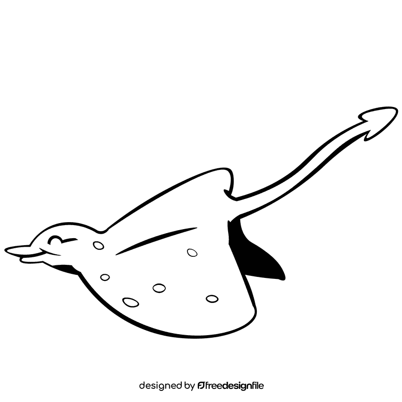 Stringray side black and white clipart
