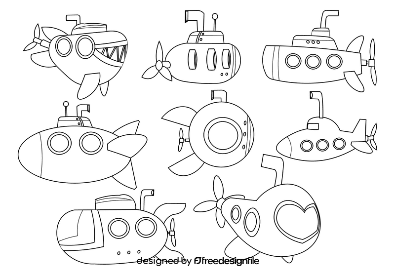Submarine black and white vector