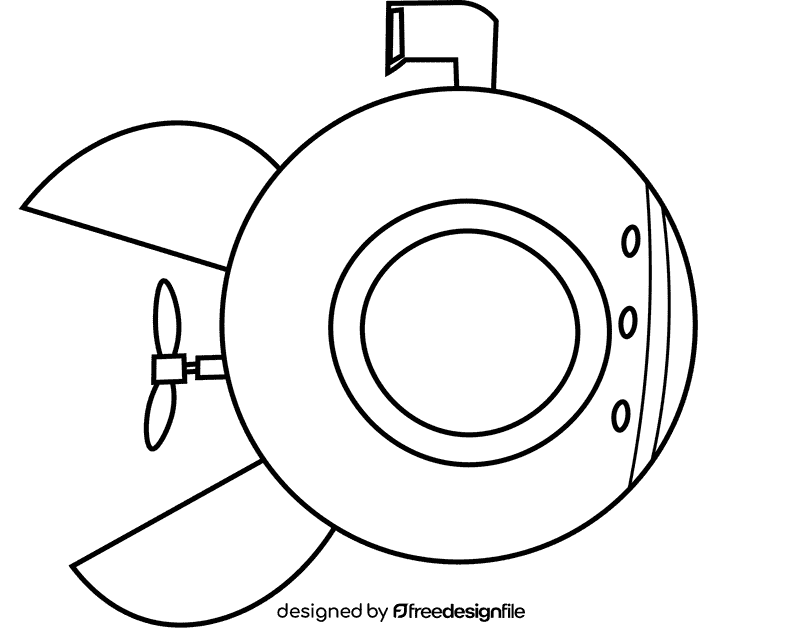 Submarine ball black and white clipart