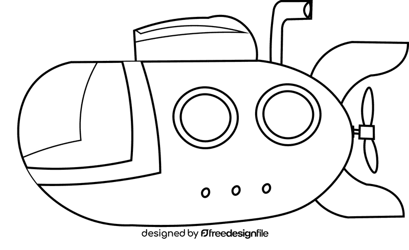 Submarine big window black and white clipart