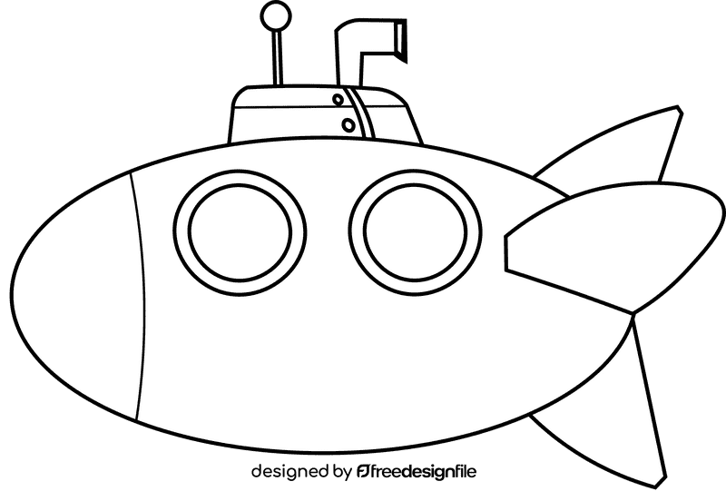 Submarine quick black and white clipart