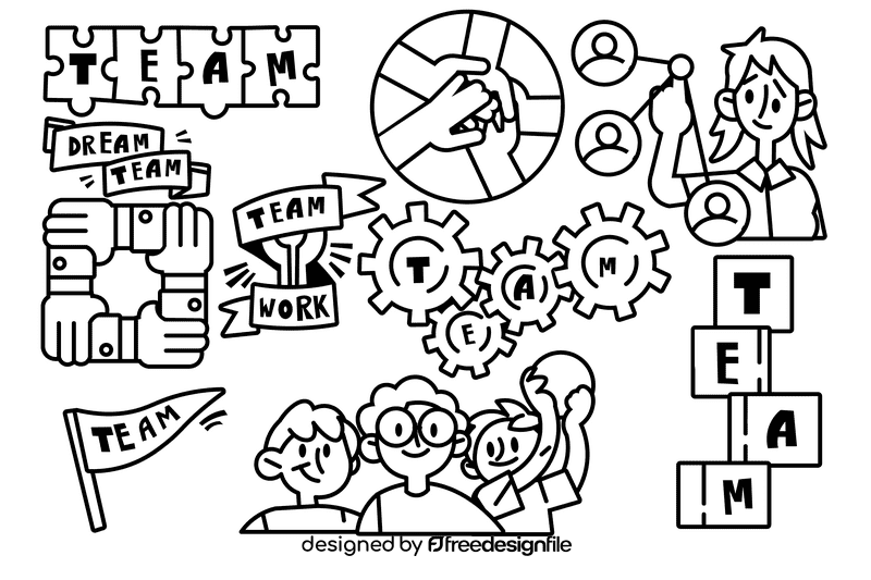 Team black and white vector