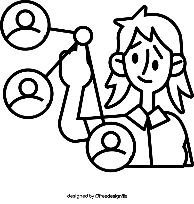 Team connections black and white clipart