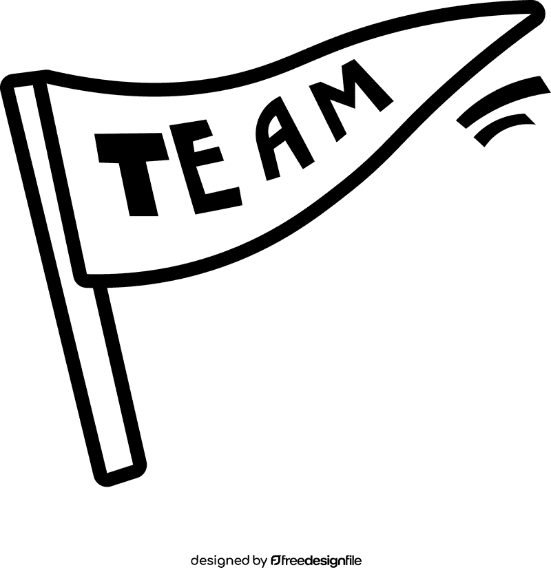 Team flag black and white clipart