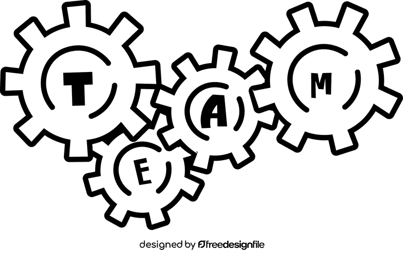 Team wheels black and white clipart