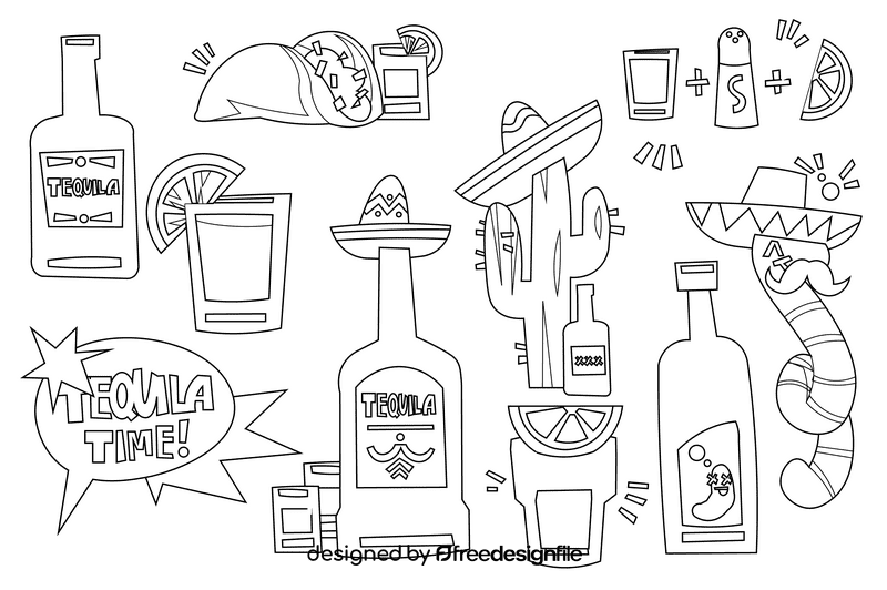 Tequila black and white vector