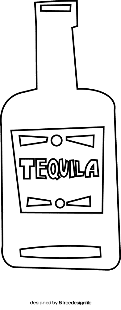 Tequila bottle black and white clipart