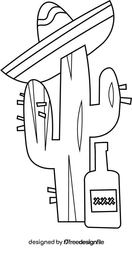 Tequila cactus black and white clipart