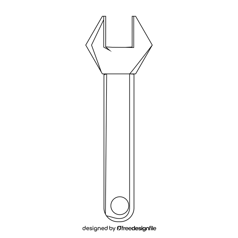 Wrench drawing black and white clipart