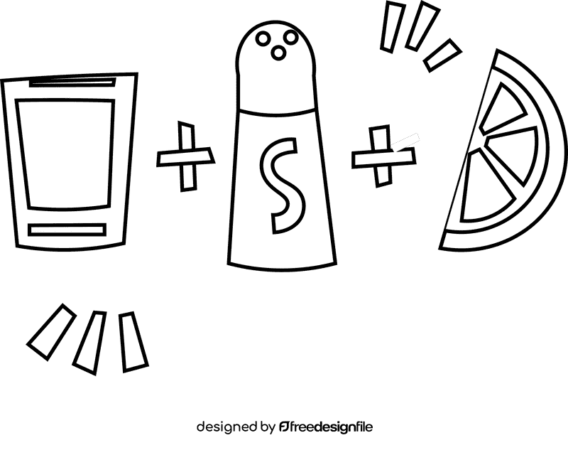 Tequila recipe black and white clipart