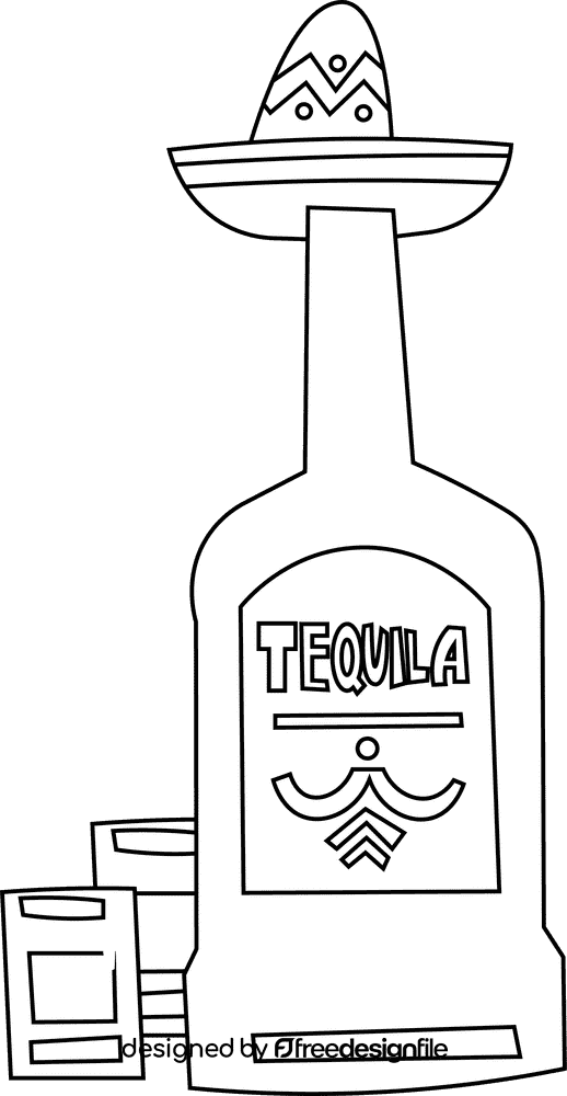 Tequila sombrero black and white clipart