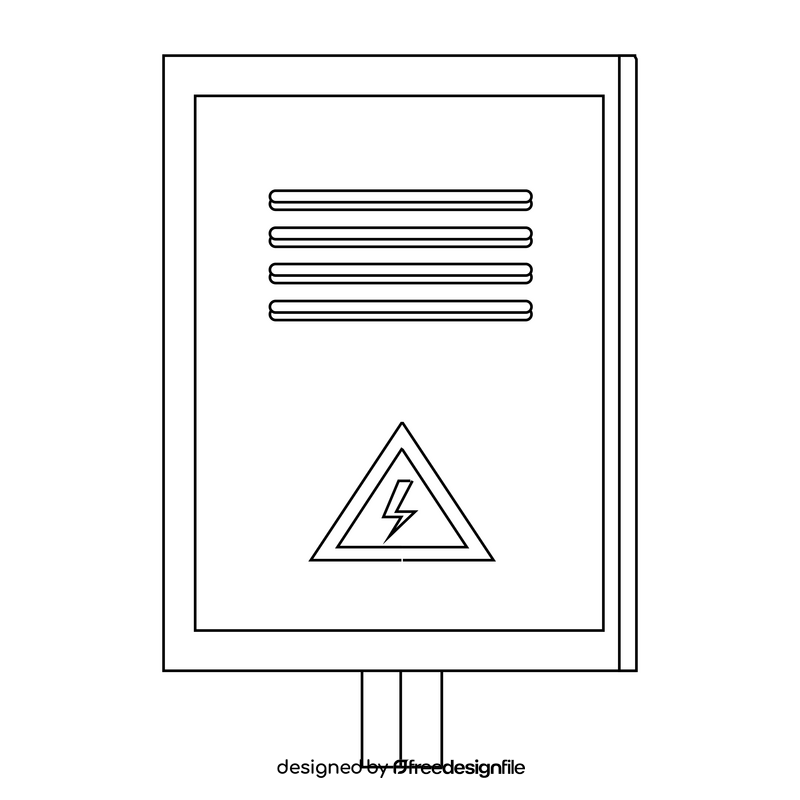 Electrical panel drawing black and white clipart