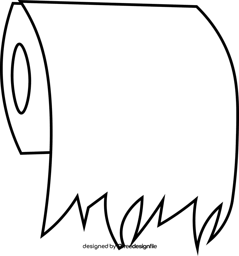 Toilet paper roll horisontal black and white clipart