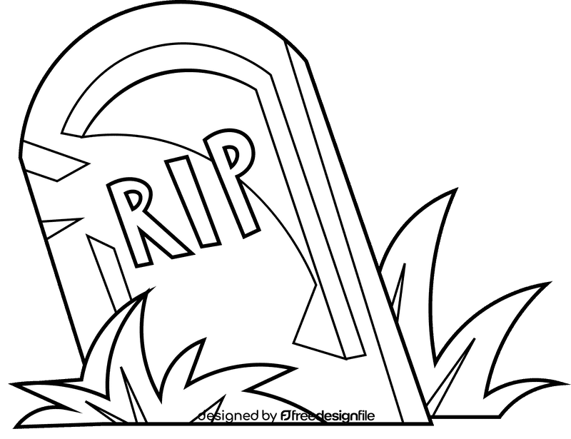 Tombstone broken black and white clipart