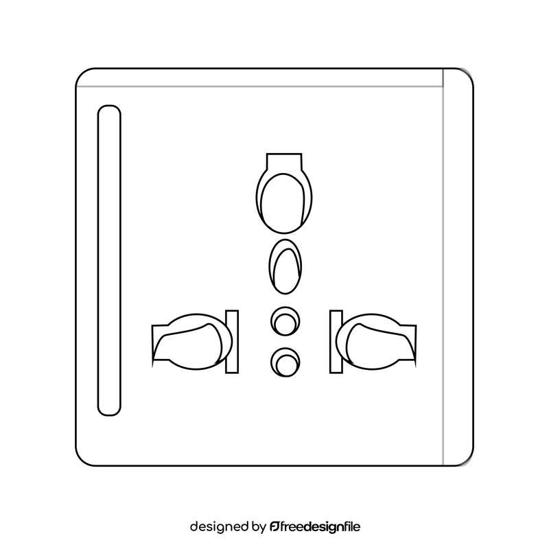 Electrical socket drawing black and white clipart