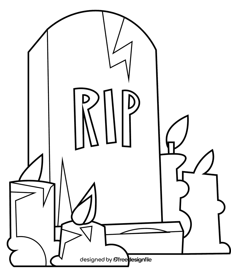 Tombstone candles black and white clipart