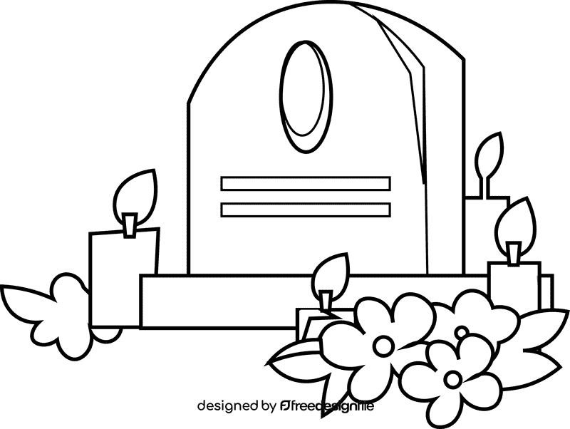 Tombstone flowers black and white clipart
