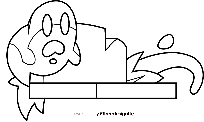 Tombstone ghost black and white clipart