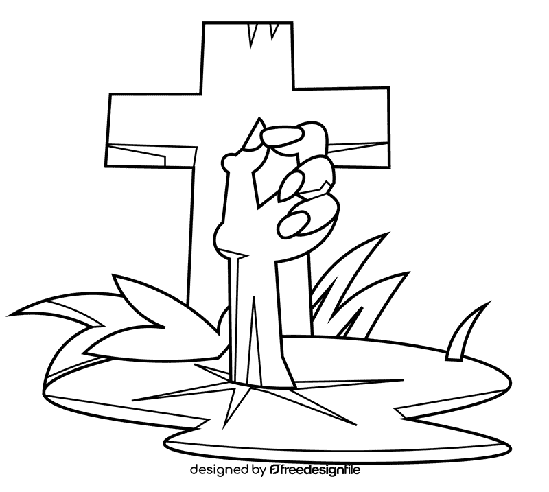 Tombstone hand black and white clipart