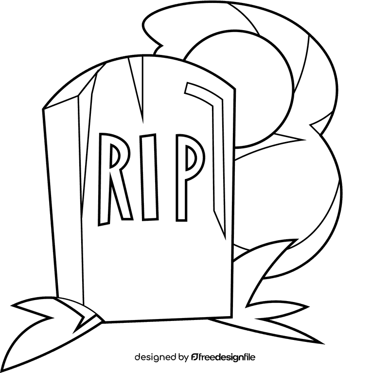 Tombstone moon black and white clipart