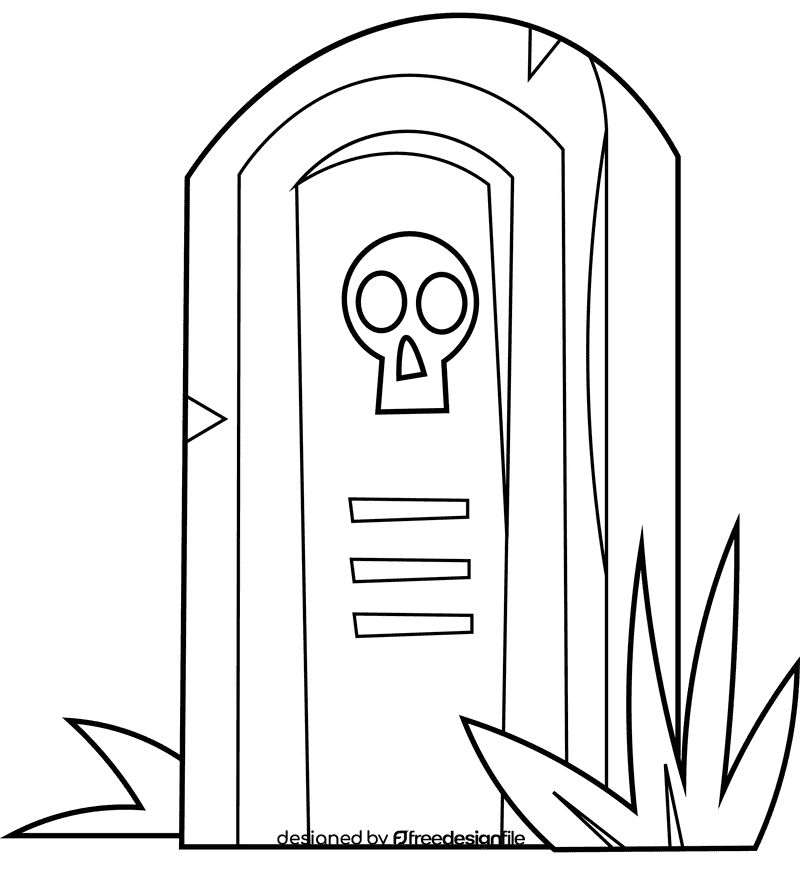 Tombstone skull black and white clipart