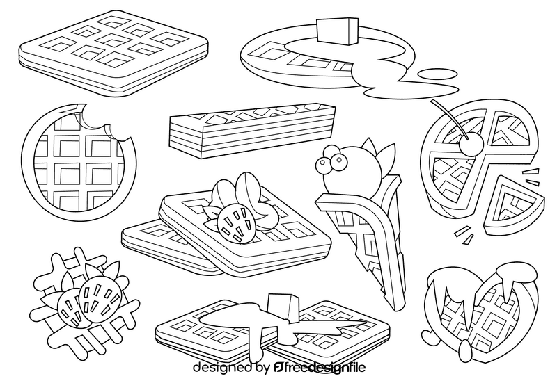 Waffle black and white vector