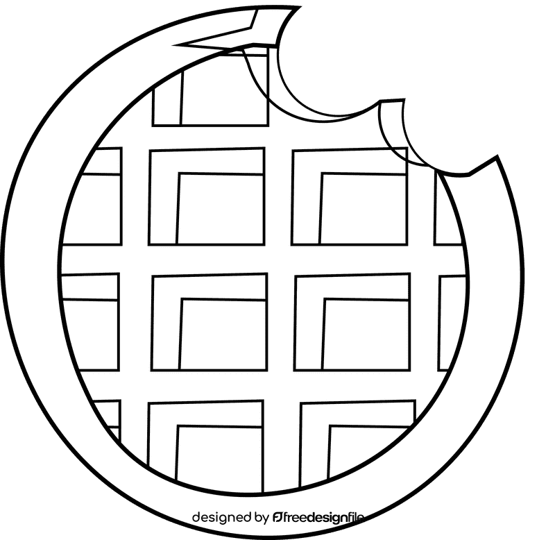 Waffle bite black and white clipart
