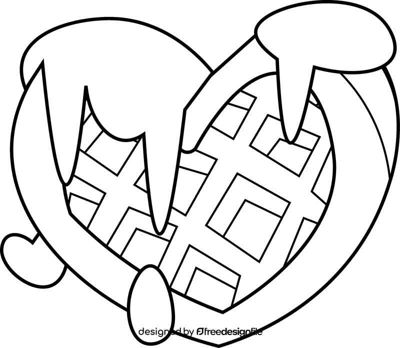Waffle heart black and white clipart