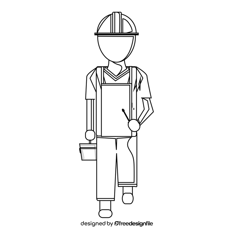 Electrician drawing black and white clipart