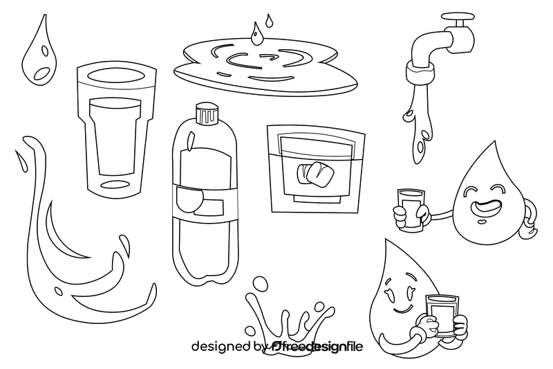 Water black and white vector