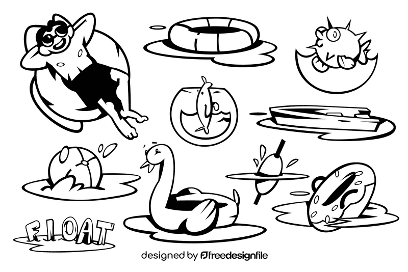 Water float black and white vector