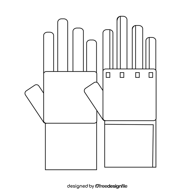 Electrical gloves drawing black and white clipart