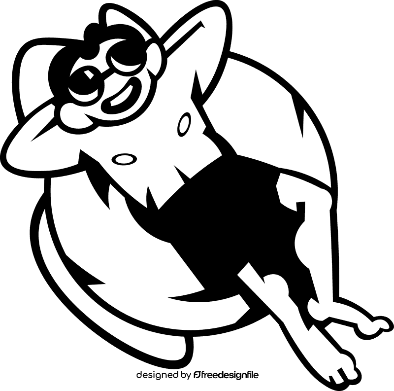 Water float man black and white clipart
