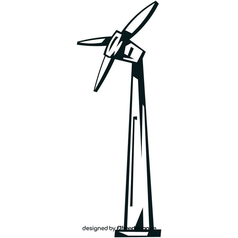Wind turbine angled black and white clipart