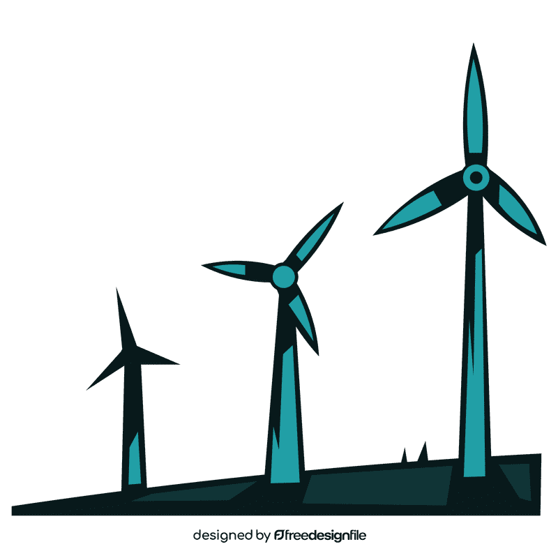 Wind turbine trio clipart