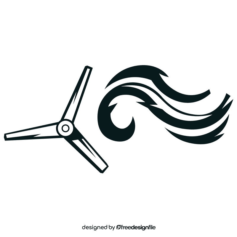 Wind turbine wind black and white clipart