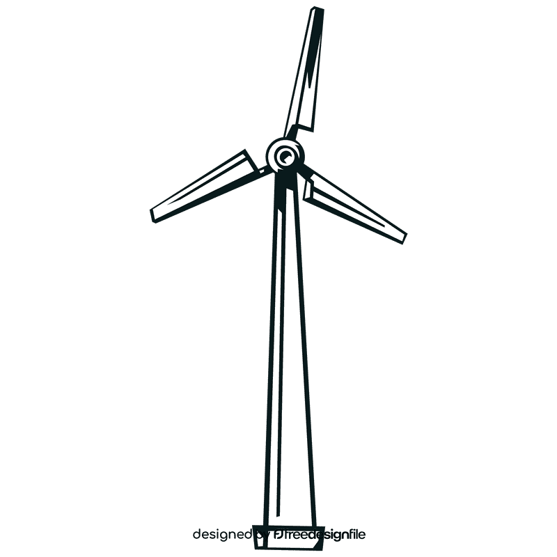Wind turbine black and white clipart